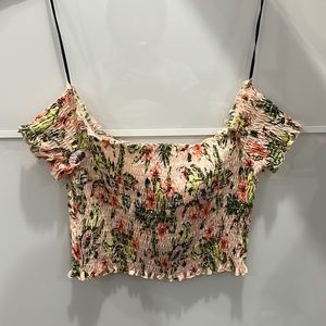 H&M Divided Off the Shoulder Cropped Floral Top (never worn)
